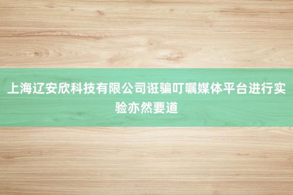上海辽安欣科技有限公司诳骗叮嘱媒体平台进行实验亦然要道